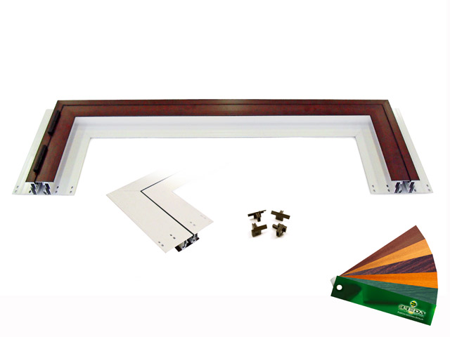 155602101495 - Set de perfiles de base para puerta peatonal Hoja/Chasis 495 con umbral L 1200 - Dirección izquierda - Similar madera "BRE 11"