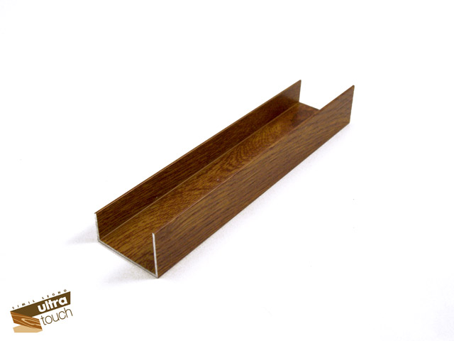 1444001N0004 - Profilé en aluminium pour sur-linteau 20x45x30 mm - semblable bois Touch chêne doré